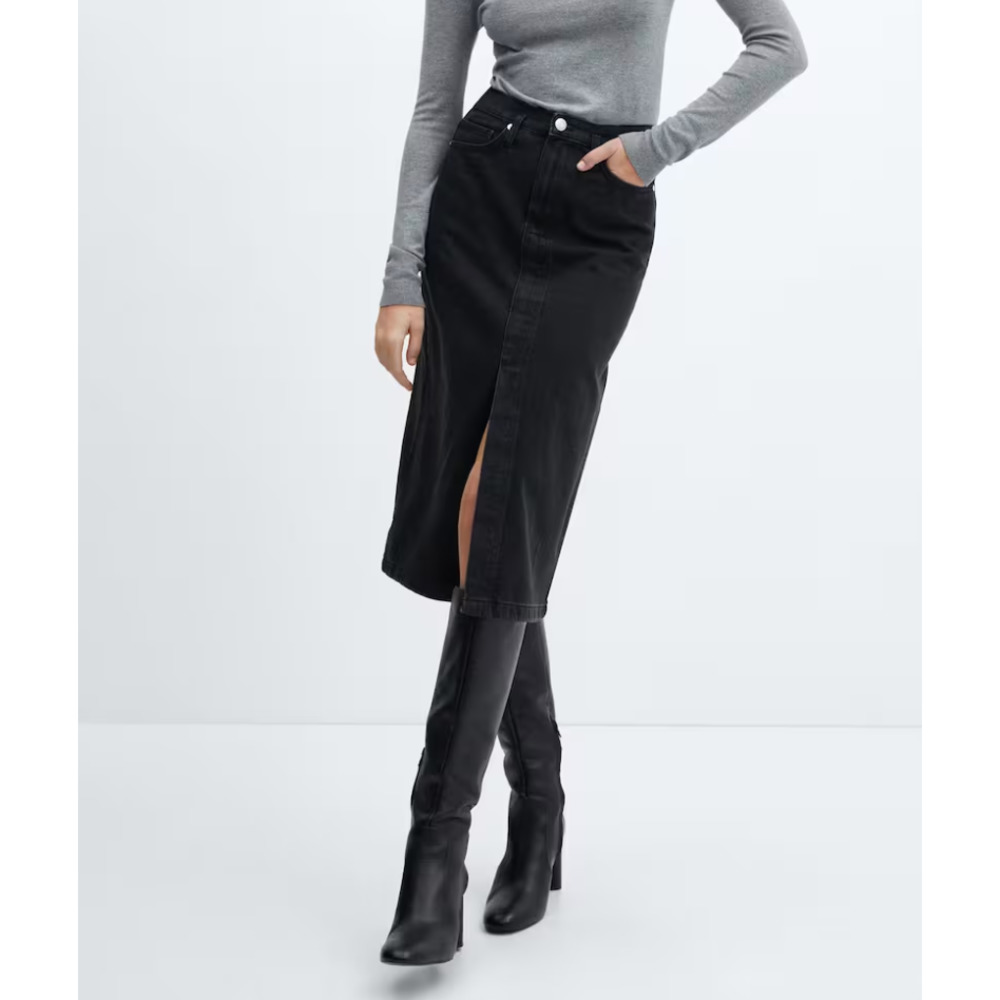 Mango Black Midi Skirt